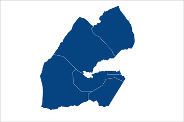 Djibouti Map blue Color on White