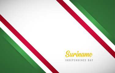 Happy Independence day of Suriname with Creative Suriname national country flag greeting background