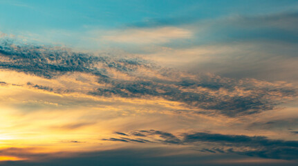 Heavenly abstract background. Picturesque bright, dramatic evening sky.