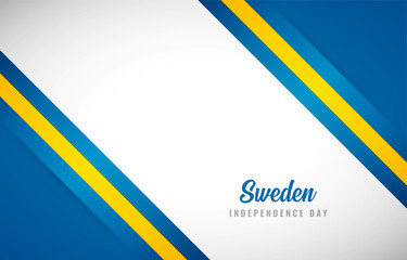 Happy Independence day of Sweden with Creative Sweden national country flag greeting background