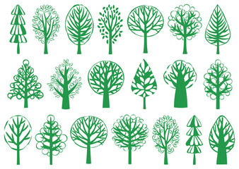 緑の木　アイコン　イラストセット