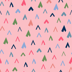 Girly colorful vector corner strokes seamless repeat pattern. Fun kinked lines all over surface print.