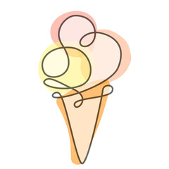 Abstract ice cream sketch, vector illustration doodle oneline continuous