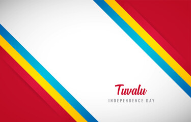 Happy Independence day of Tuvalu with Creative Tuvalu national country flag greeting background