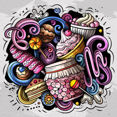 Sweet food vector doodles illustration.