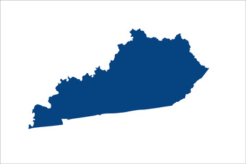 KENTUCKY Map blue Color on White Backgound	