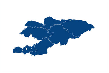 Kyrgyzstan Map blue Color on White Backgound