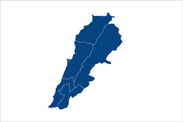Fototapeta premium Lebanon Map blue Color on White Backgound