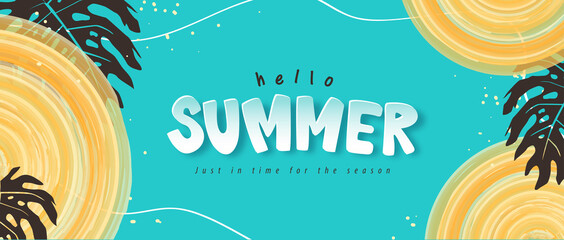Colorful Summer background layout banner.