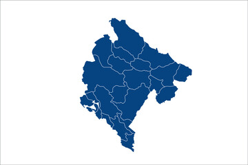 Montenegro Map blue Color on White Backgound