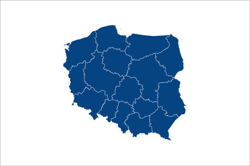 Poland Map blue Color on White Backgound	