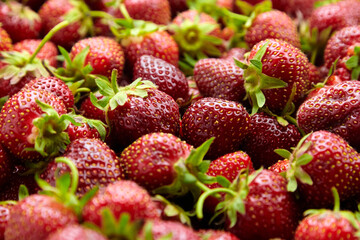 Strawberry red berries closeup. Fresh strawberries