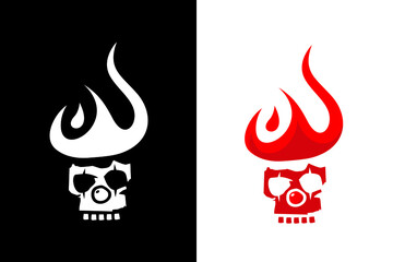 Clown skull logo with fire hair.
