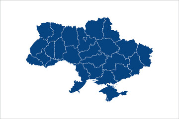 Ukraine Map blue Color on White Backgound	
