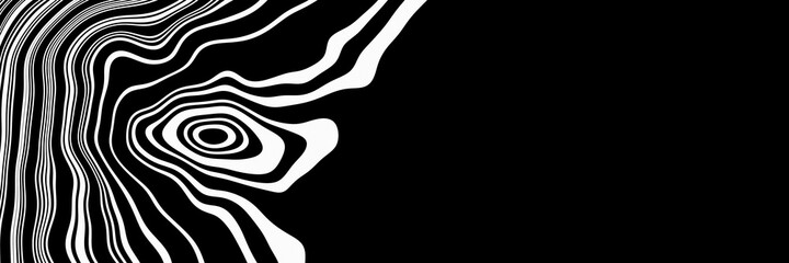 3D rendering. Abstract black and white mountain contour lines. Top view topographic terrain.