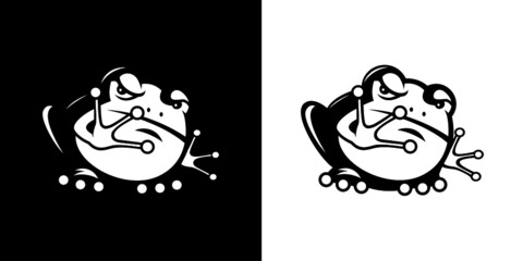 Frog mascot line art logo