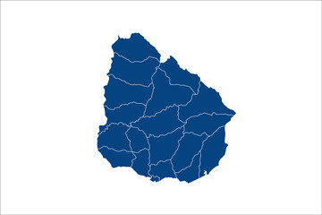 Uruguay Map blue Color on White Backgound