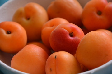 Fresh organic apricots in the bowl