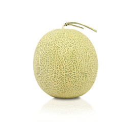 Melon isolated on white background. Close up and dicut of a whole melon. Fruit collection.