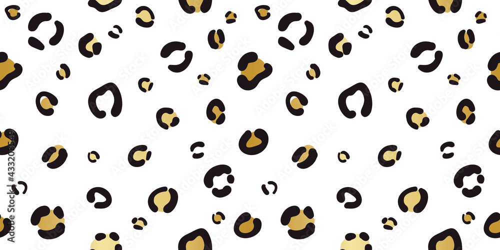 Poster Cheetah gold and white seamless vector pattern background