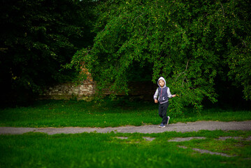 happy boy, outdoor walks happy childhood selective focus