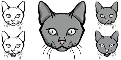 Vector cat portrait, cat illustration