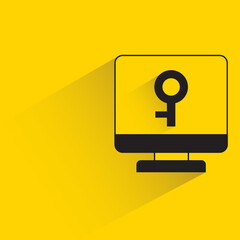 encryption key on desktop computer with shadow yellow background