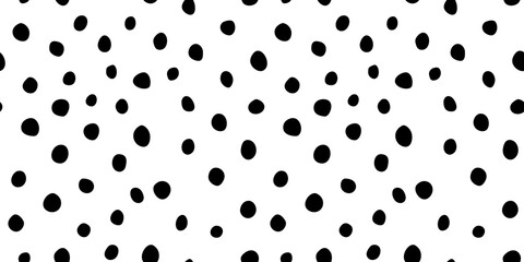 Background polka dot. Seamless pattern. Random dots, circles, animal skin. Design for fabric, wallpaper. Irregular random abstract vector texture. Repeating graphic backdrop - obrazy, fototapety, plakaty