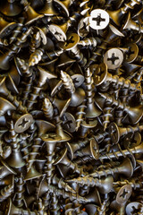 bolts and nuts.Close-up of various screws. Use for background, top view.