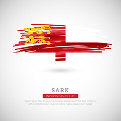 Obraz na płótnie Canvas Brush flag of Sark country. Happy liberation day of Sark with grungy flag background