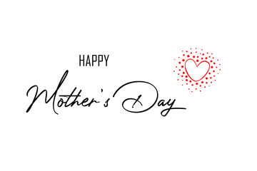 Banner with red heart on white background with Happy Mother's day greeting.