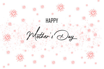 Fototapeta na wymiar Banner with pink hearts on white background with Happy Mother's day greeting.