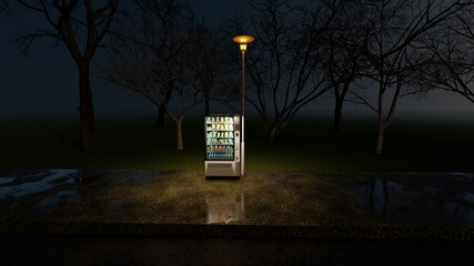 vending machine in rain