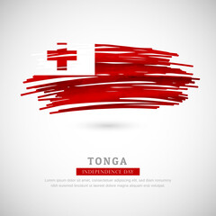 Brush flag of Tonga country. Happy independence day of Tonga with grungy flag background