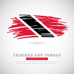 Fototapeta premium Brush flag of Trinidad and Tobago country. Happy independence day of Trinidad and Tobago with grungy flag background