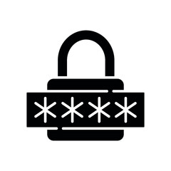 Password hacking glyph icon. Phishing and spam. Virus. Vector isolated black illustration.