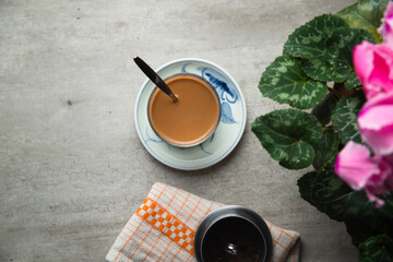 Vietnamese traditional filtered coffee with condensed milk