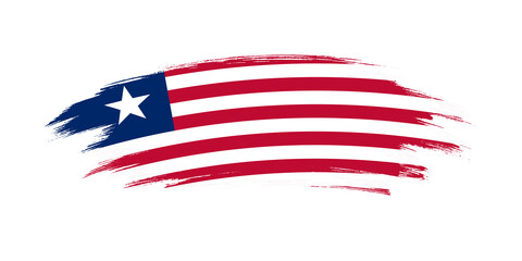 Artistic grunge brush flag of Liberia isolated on white background