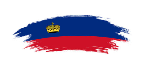Artistic grunge brush flag of Liechtenstein isolated on white background