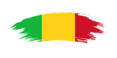 Artistic grunge brush flag of Mali isolated on white background