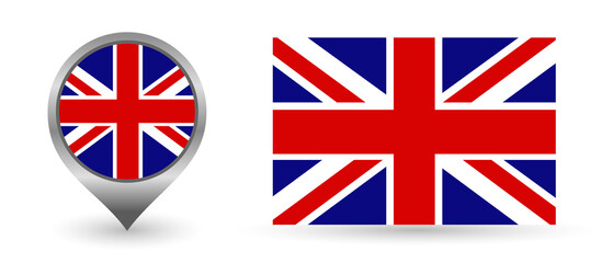 Vector flag England. Location point with flag England