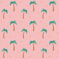 夏 南国 ヤシの木 シームレスパターン