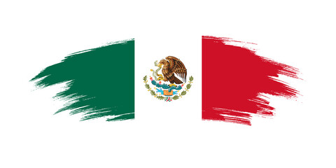 Artistic grunge brush flag of Mexico isolated on white background