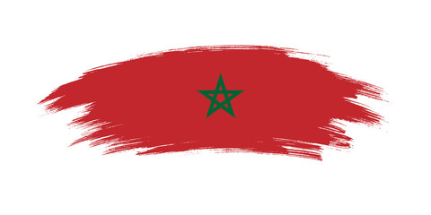 Artistic grunge brush flag of Morocco isolated on white background