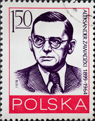 POLAND-CIRCA 1978 : A post stamp printed in Poland showing a portrait of Labor Movement Officials Aleksander Zawadzki