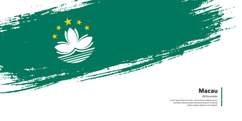 Creative hand drawing brush flag of Macau country for special SAR Establishment day