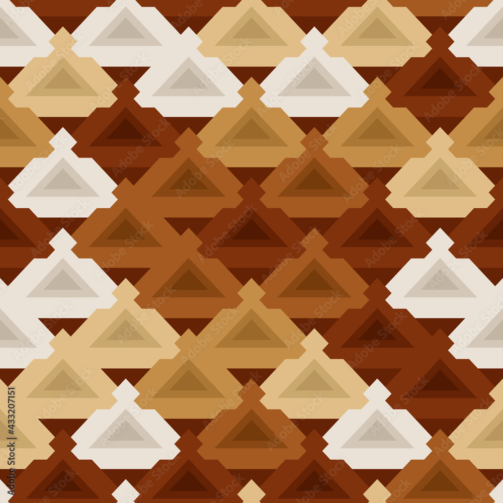 Poster brown pyramids seamless pattern. vector same sand ornament.