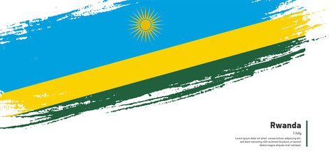 Creative hand drawing brush flag of Rwanda country for special independence day