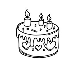 Cake Doodle vector icon. Drawing sketch illustration hand drawn cartoon line eps10