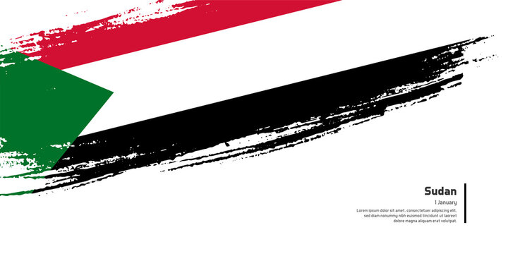 Creative hand drawing brush flag of Sudan country for special independence day